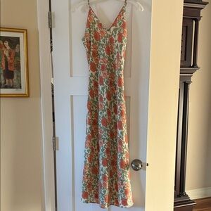 ROLLA'S Floral Maxi/Midi summer Dress in Orange and Green